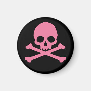 Simple Pink Skull and Crossbones Magnet