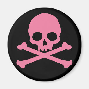 SImple Pink Skull and Crossbones Magnet