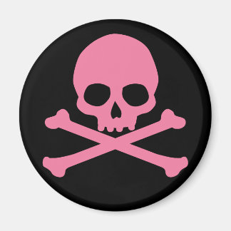 SImple Pink Skull and Crossbones Magnet