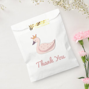 Simple Pink Swan Princess Thank You Favour Bags
