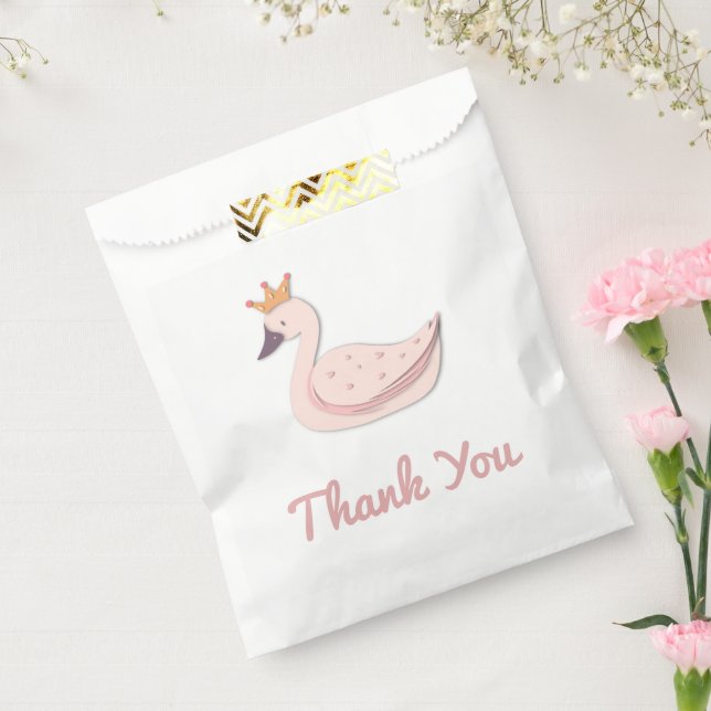 Simple Pink Swan Princess Thank You Favour Bags (Sealed)