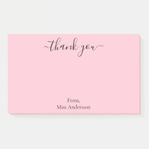 Simple Pink Teacher Thank You  Post-it Notes
