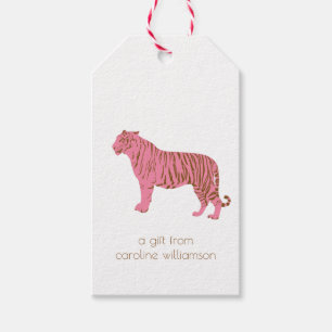 Simple Pink Tiger Art Personalised Stationery Gift Tags