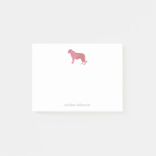Simple Pink Tiger Art Personalised Stationery  Post-it Notes