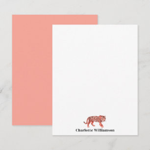 Simple Pink Tiger Personalised Stationery Note Car Card
