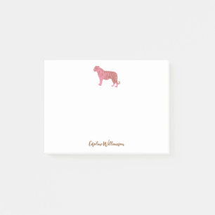 Simple Pink Tiger Script Personalised Stationery Post-it Notes