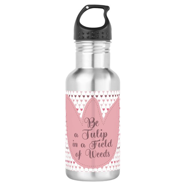 Simple Pink Tulip Pattern 710 Ml Water Bottle (Front)