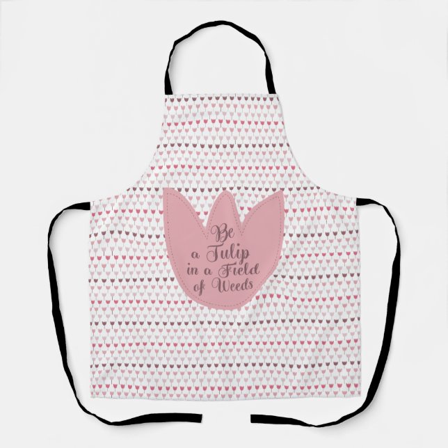 Simple Pink Tulip Pattern Apron (Front)