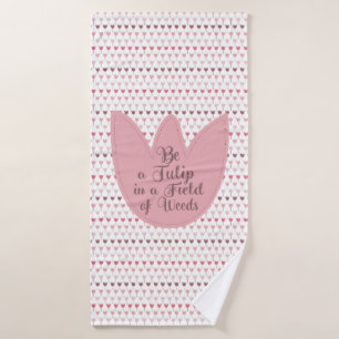 Simple Pink Tulip Pattern Bath Towel