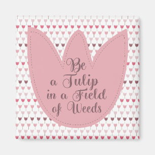 Simple Pink Tulip Pattern Magnet