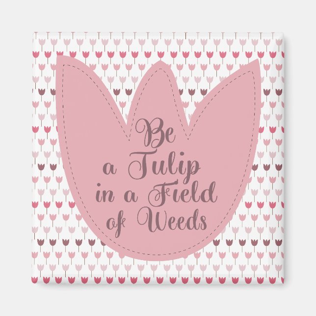 Simple Pink Tulip Pattern Magnet (Front)