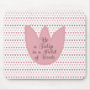 Simple Pink Tulip Pattern Mouse Mat