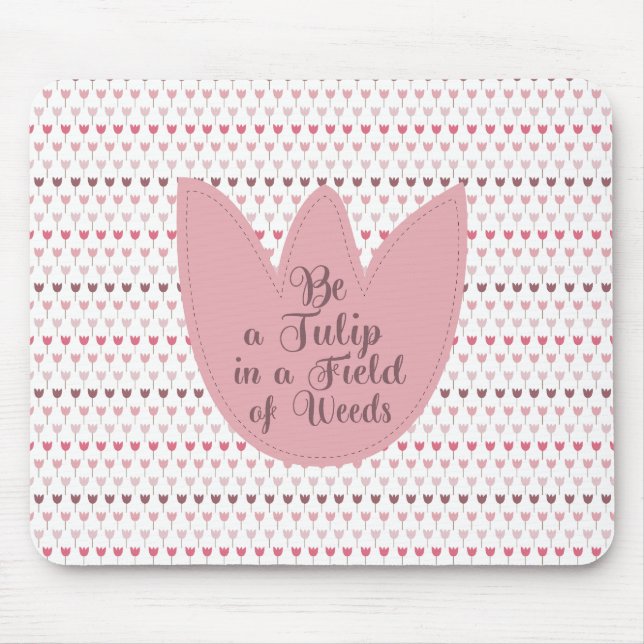 Simple Pink Tulip Pattern Mouse Mat (Front)