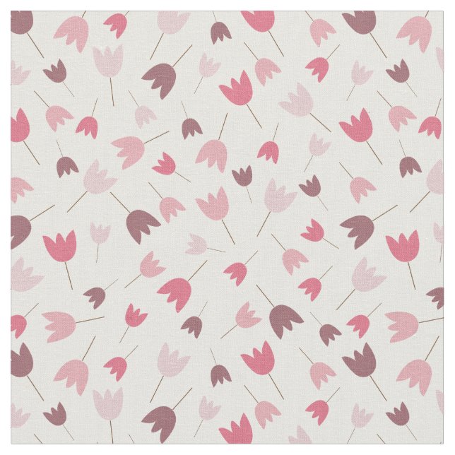 Simple Pink Tulip Pattern multidirectional Fabric (Close Up)