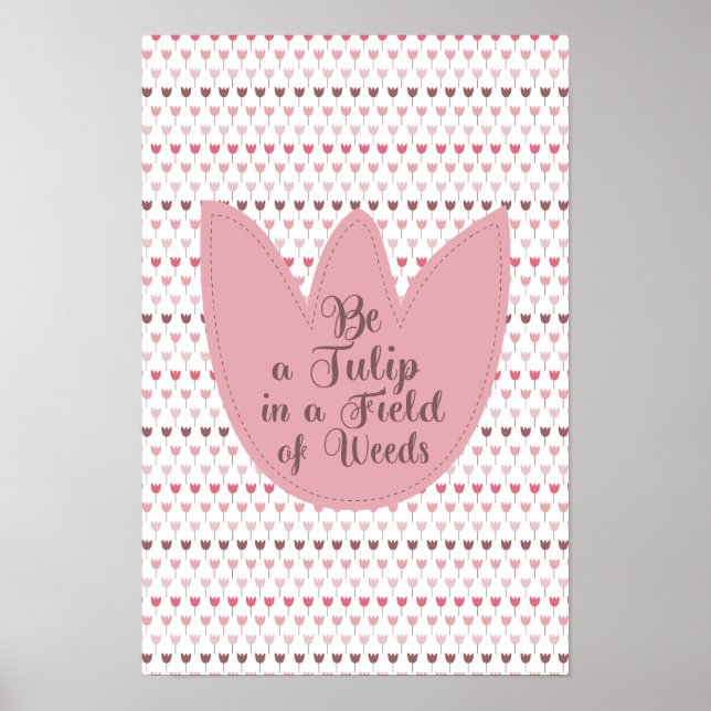 Simple Pink Tulip Pattern Poster (Front)