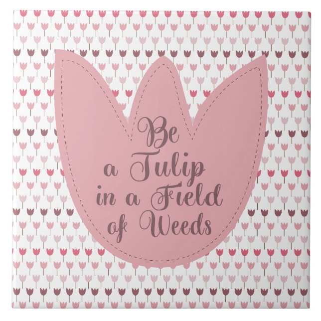 Simple Pink Tulip Pattern Tile (Front)
