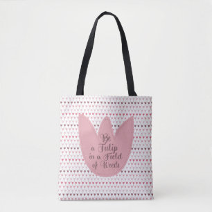 Simple Pink Tulip Pattern Tote Bag
