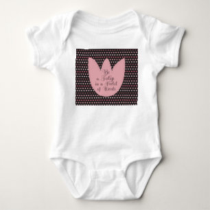 Simple Pink Tulip Pattern with dark background Baby Bodysuit