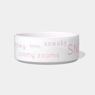 Simple Pink Typography Personalised Pet Nicknames Bowl