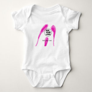 Simple pink watercolor abstract add your logo text baby bodysuit