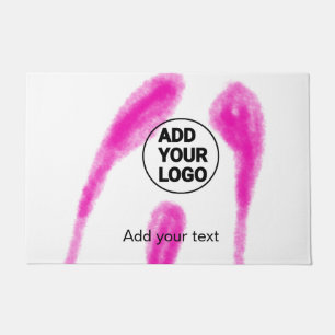 Simple pink watercolor abstract add your logo text doormat