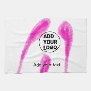 Simple pink watercolor abstract add your logo text tea towel