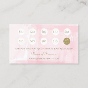 Simple Pink Watercolor Elegant Gold Script Loyalty