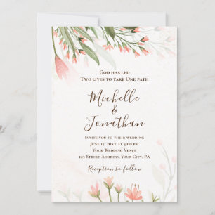 Simple Pink Watercolor Flower Garden Christian Invitation