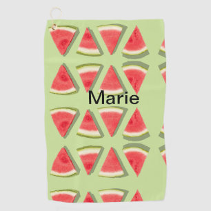 Simple pink watermelon add name minimal custom th golf towel