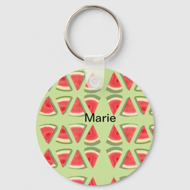 Simple pink watermelon add name minimal custom  th key ring (Front)
