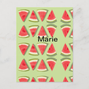 Simple pink watermelon add name minimal custom th postcard