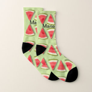 Simple pink watermelon add name minimal custom  th socks