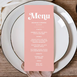 Simple Pink Wedding Menu