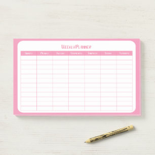 Simple pink weekly planner post-it notes