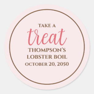 Simple Pink Whimsical Script Fun Cute Party Treat Classic Round Sticker