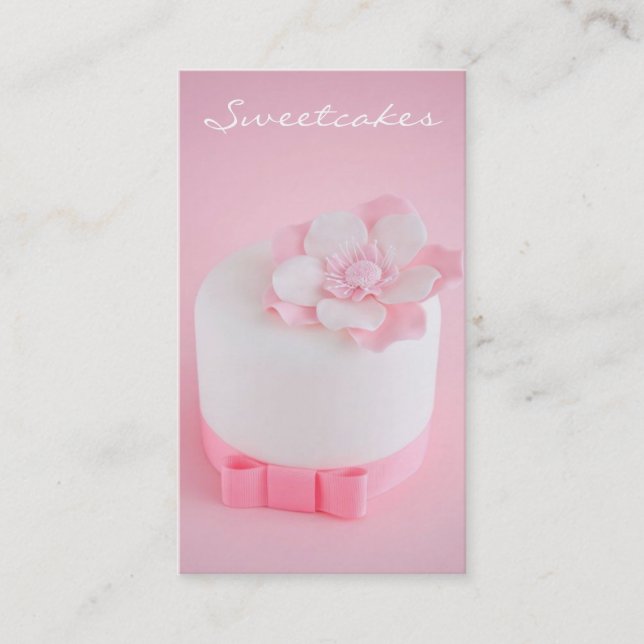 Simple Pink & White Bakery Business Card (Front)