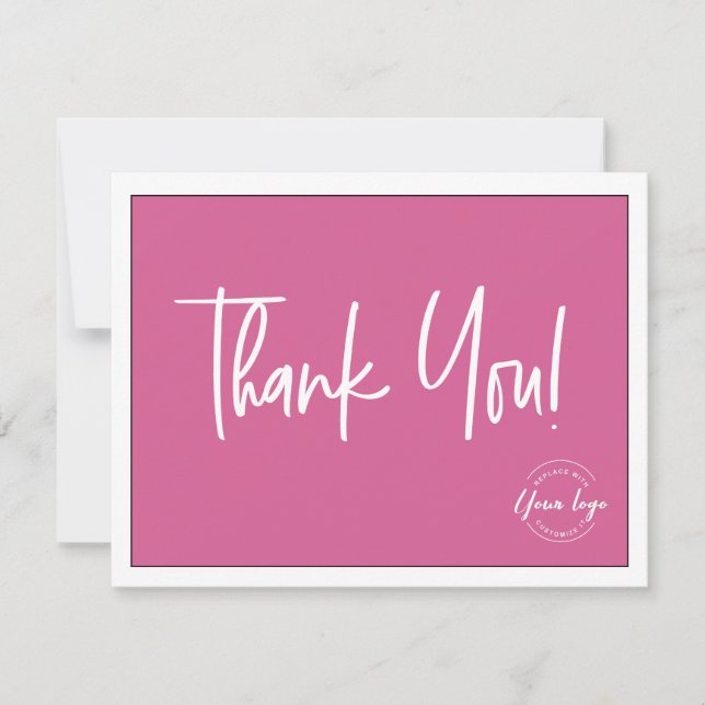 Simple Pink White Company Logo Social Thank You  (Front)