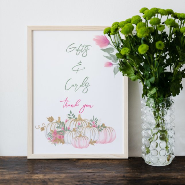 Simple Pink White Grenery Cute Little Baby Pumpkin Poster (Creator Uploaded)