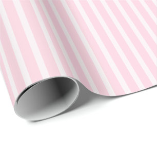 Simple Pink White Stripes Christmas Wrapping Paper