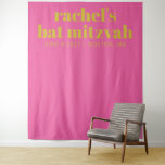 Simple Pink Yellow Cute Bat Mitzvah Photo Backdrop Tapestry<br><div class="desc">Personalised Simple Modern Bold Typography Pink and Yellow Bat Mitzvah Photo Backdrop</div>