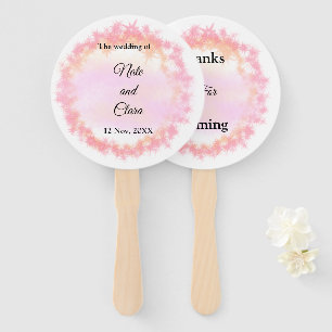 Simple pink yellow glitter sparkle modern wedding  hand fan