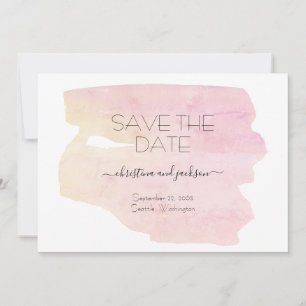Simple Pink & Yellow Watercolor Swash Save Date Save The Date