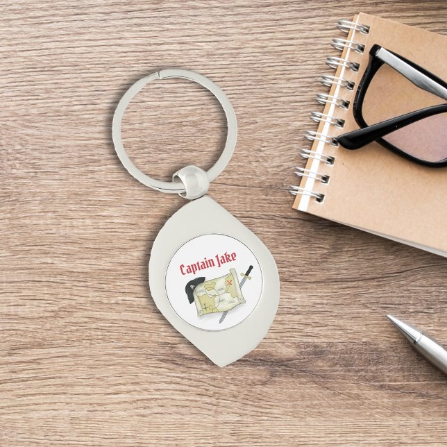 Simple Pirate Captain Personalised  Key Ring (Custom pirates captain keychain. )