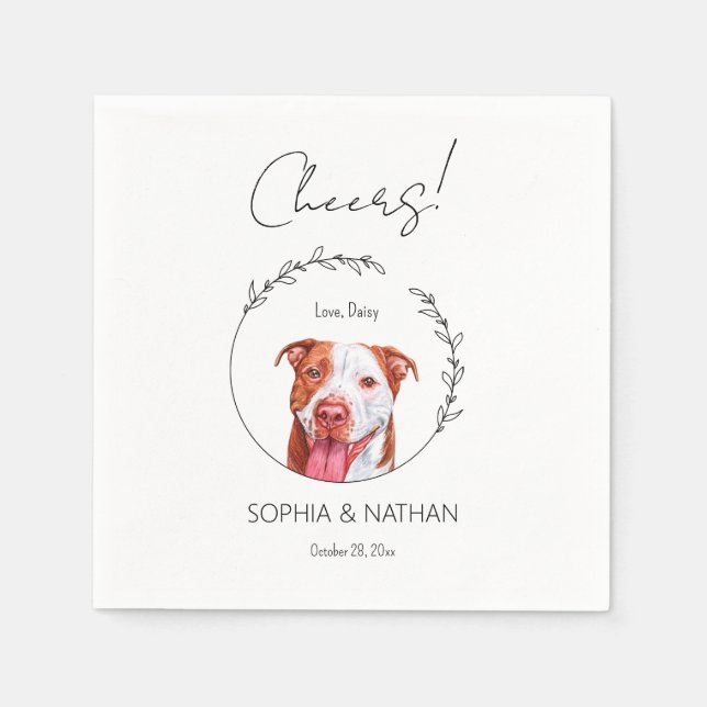 Simple Pit Bull Dog Wedding Cocktail Napkins (Front)
