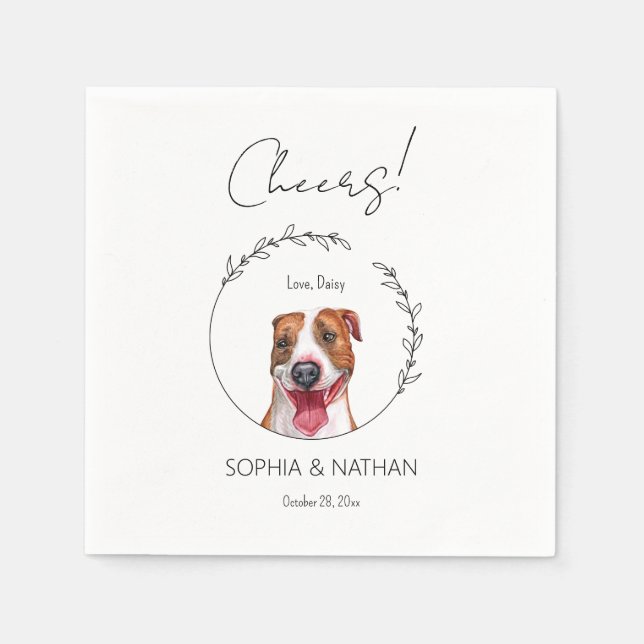 Simple Pit Bull Dog Wedding Cocktail Napkins (Front)