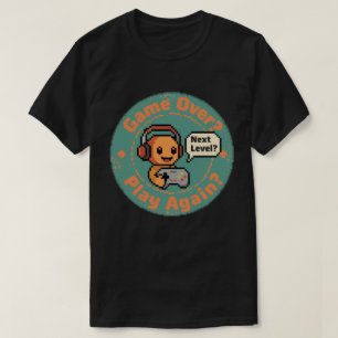 Simple Pixel Art Video Game Quote "Play Again"  T-Shirt