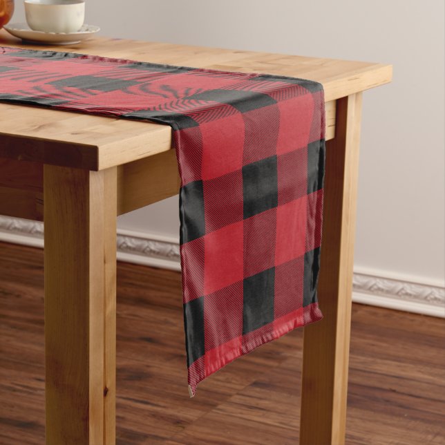 Simple Plaid red and black Long Table Runner (In Situ)