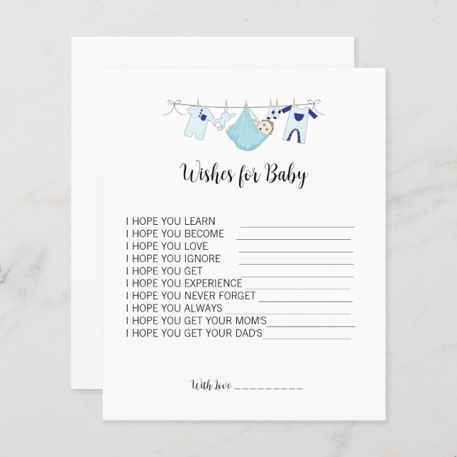 Simple Plain Baby Shower Wishes For Baby Advice  (Front/Back)