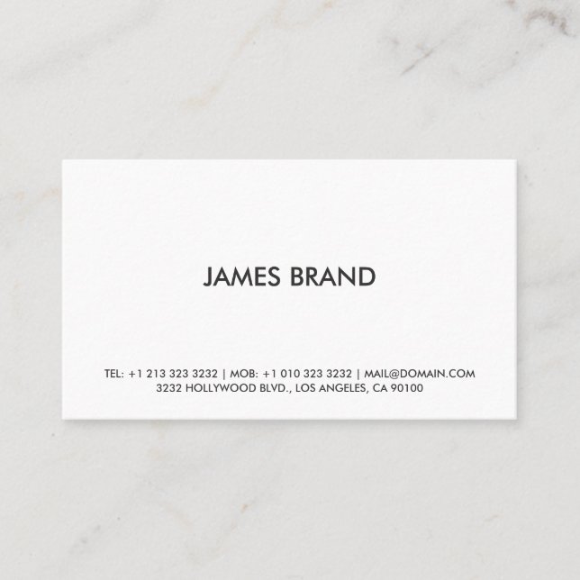 Simple Plain Black and White Business Card (Front)
