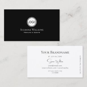 Simple Plain Black and White with Logo Classic Business Card